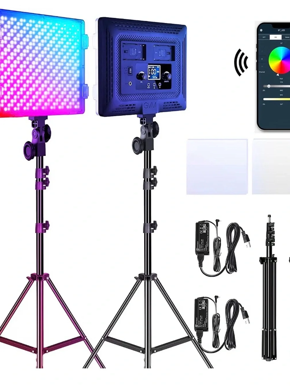 GVM R500R RGB LED Video Light Kit 2-Pack with Adjustable Stands